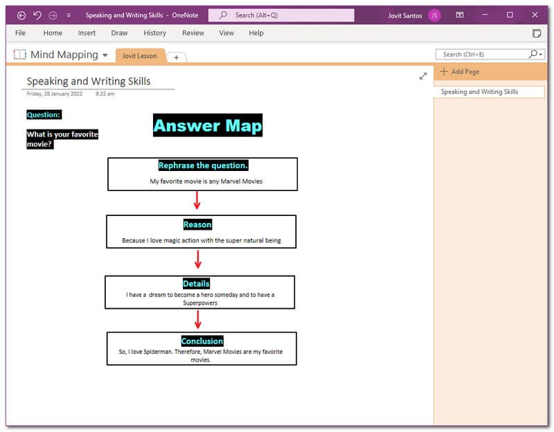 OneNote pievieno detaļas