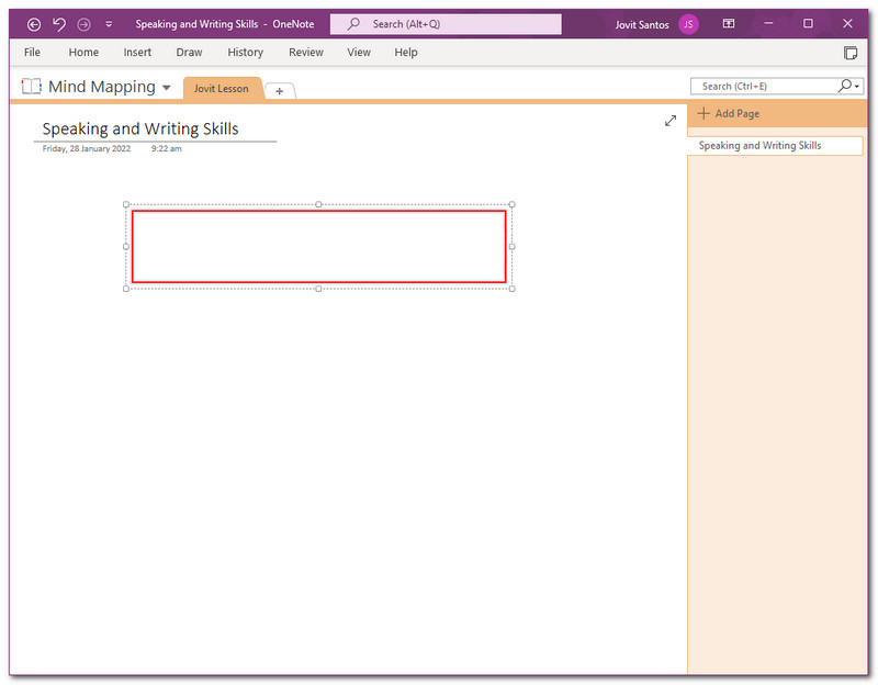 OneNote Click And Hold Add Shape