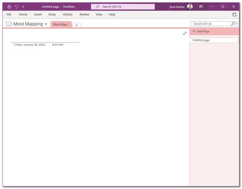 OneNote इंटरफेस