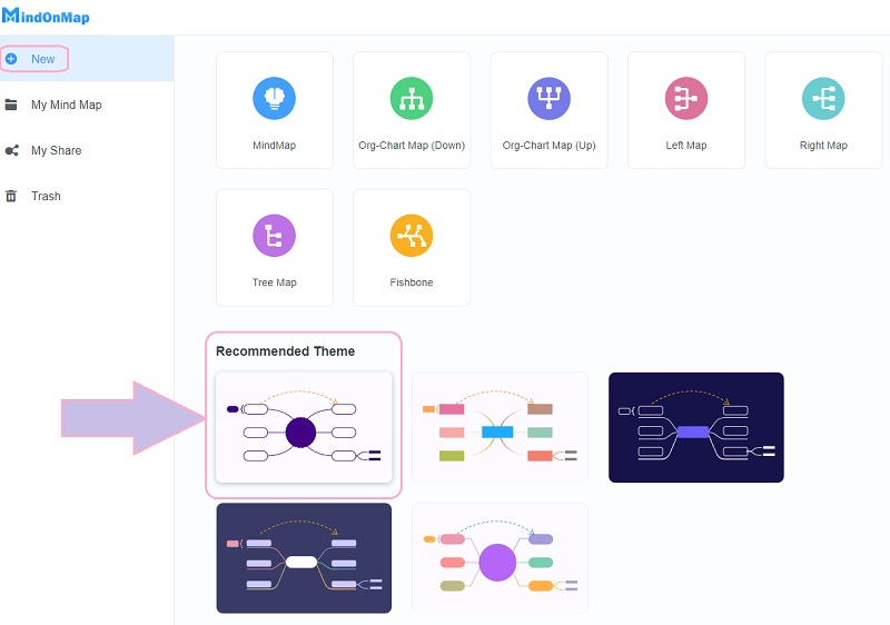 Диаграма на паяк MindOnMap Ново