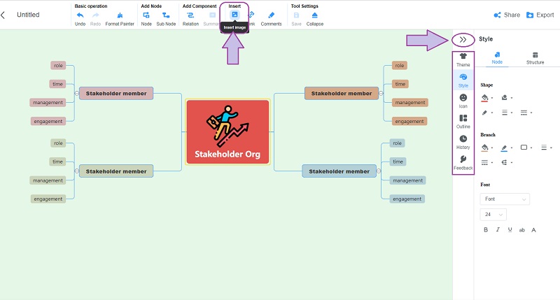 Stakeholder-Mapping MindOnMap Anpassen