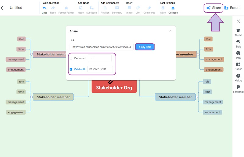 Maraqlı Tərəflərin Xəritəçəkmə MindOnMap Paylaşımı