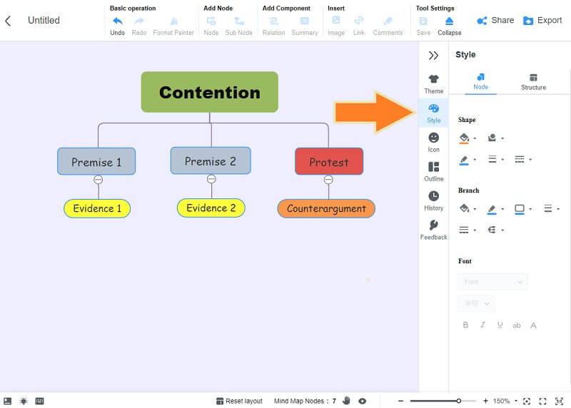 Argument MindOnMap Couleur