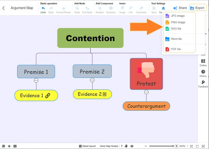 Argumentti MindOnMap Export