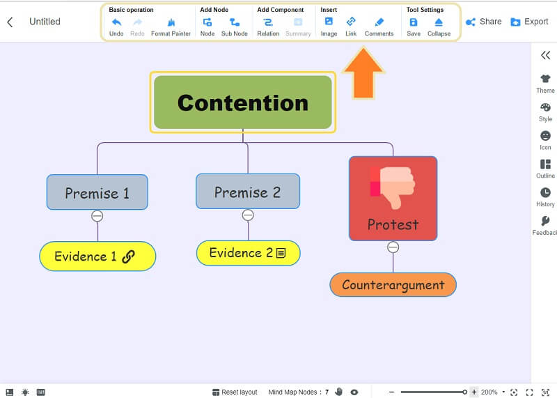 Argument MindOnMap insert