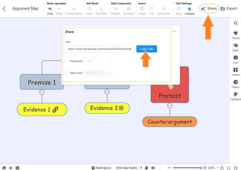 Argument MindOnMap Partager