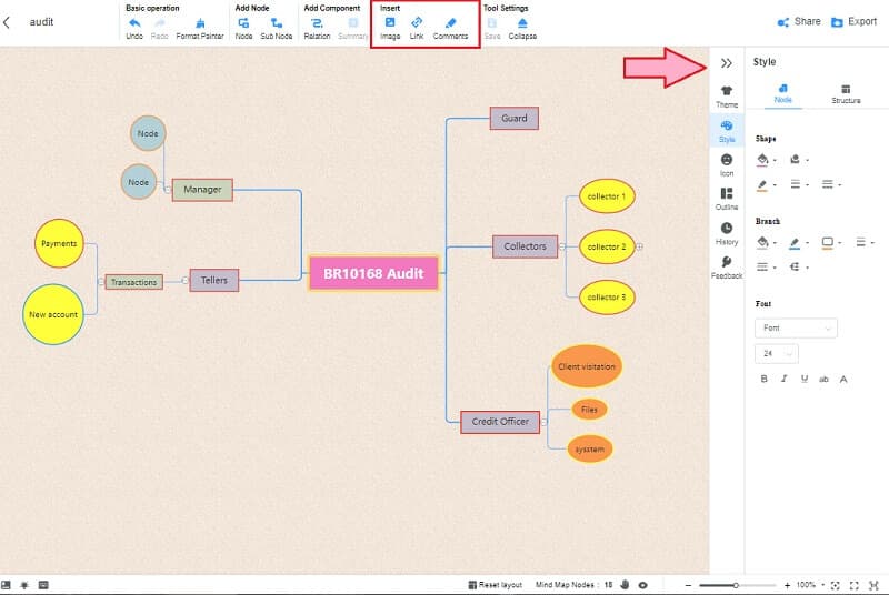 ដ្យាក្រាមសវនកម្ម MindOnMap ផ្ទាល់ខ្លួន