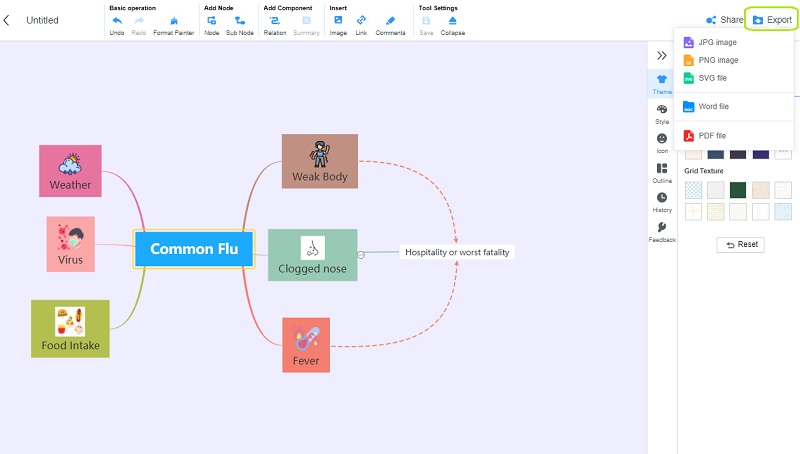 விளைவு MindOnMap ஏற்றுமதி