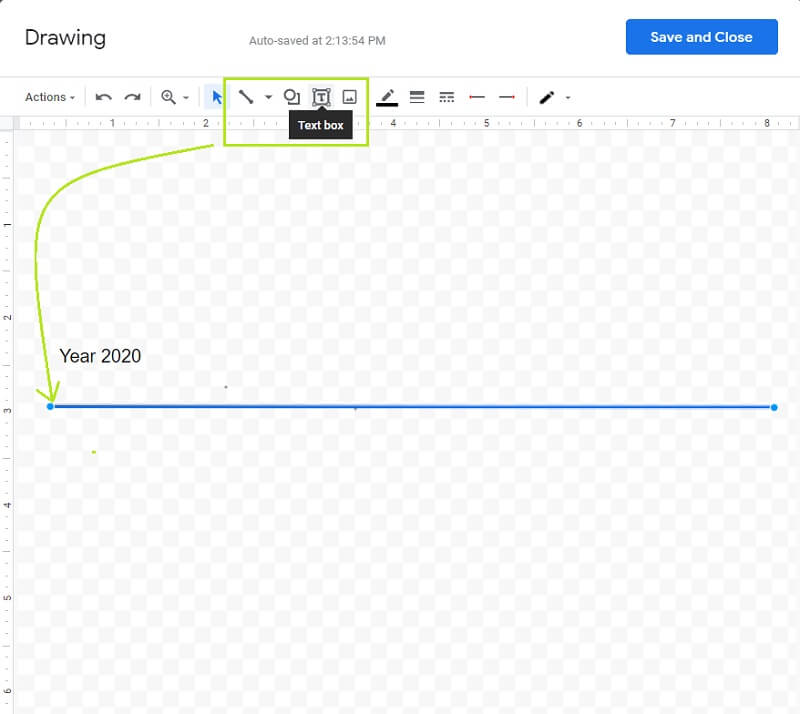 Zeitachsenelemente von Google Docs