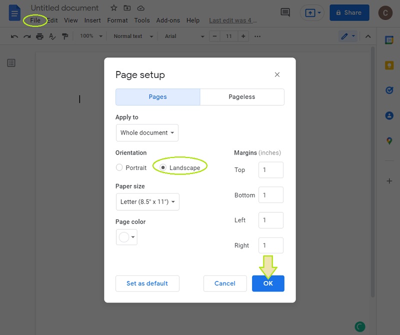 Google Docs-Timeline-Datei