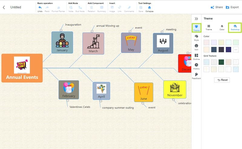 Google Docs-Timeline-Mind-Map-Hintergrund