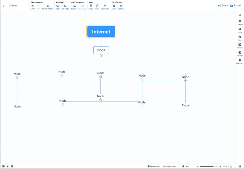 ლოგიკური ქსელის დიაგრამა Mind Map დამატება