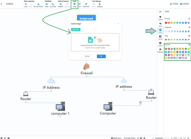 Diagram sieci logicznej Obraz mapy myśli