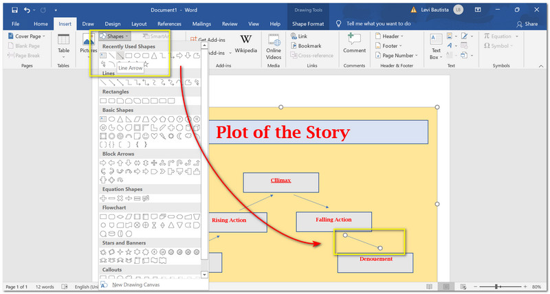 Microsoft Word Menambahkan Panah