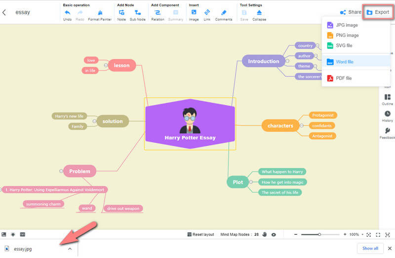 Mind Map for Writing Export