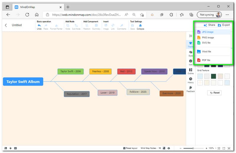 MindOnMap निर्यात