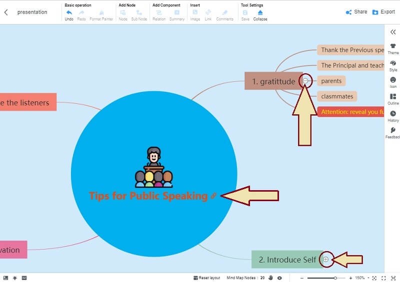 מצגת מפת חשיבה הוספה של MindOnMap