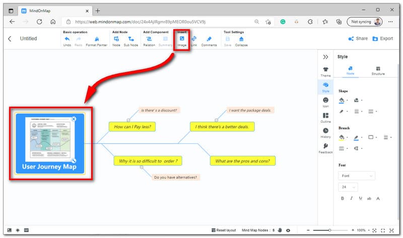 MindOnMap Tambahkan Gambar