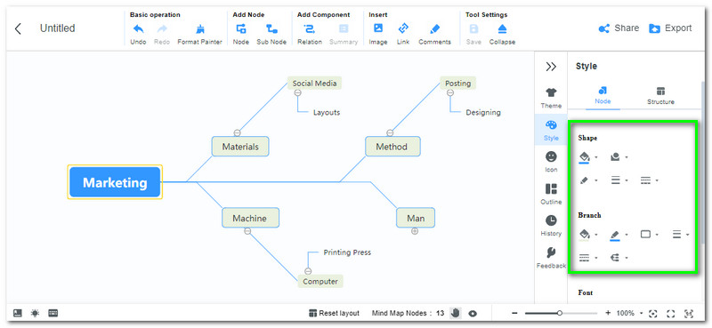 MindOnMap-Design ändern