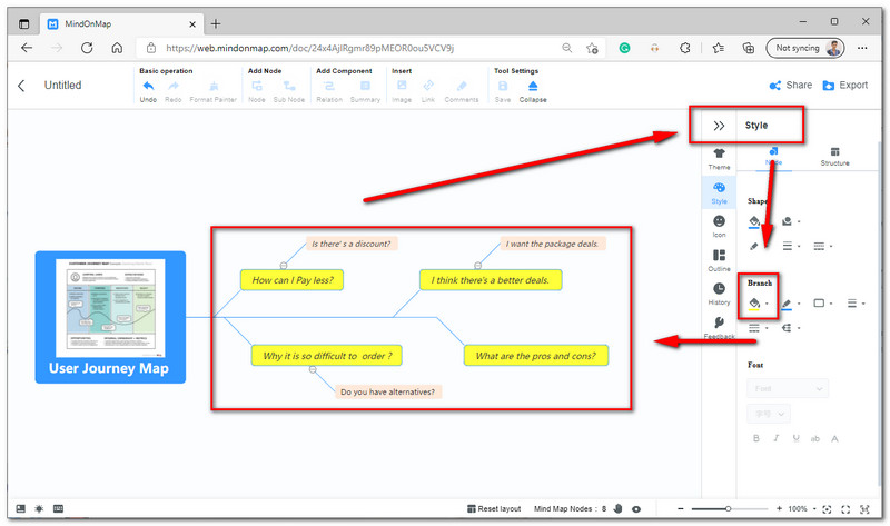 ថ្នាំងពណ៌ MindOnMap