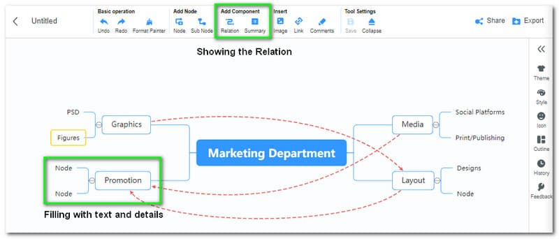 MindOnMap Tugunlar bilan aloqa yaratish