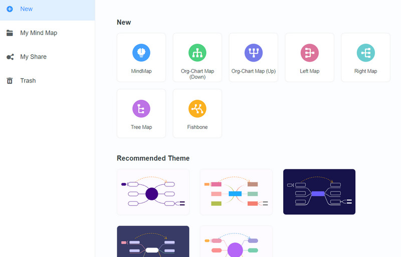 MindOnMap Selecionar layout