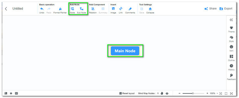 MindOnMap முதன்மை முனை