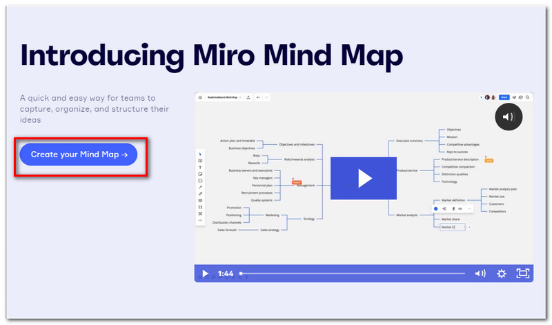Miro MindMap-ის შექმნა