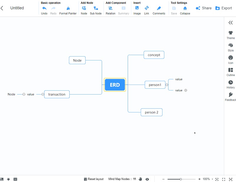 রিলেশনশিপ ডায়াগ্রাম MindOnMap অ্যাড নোড