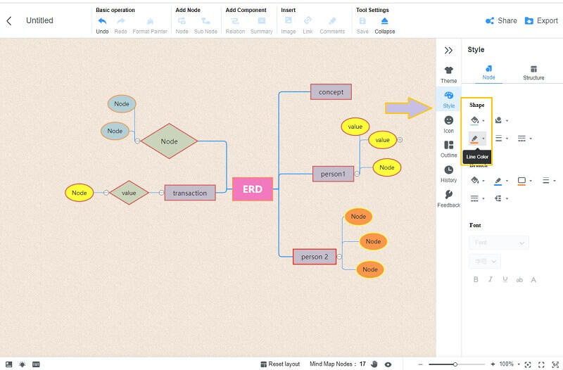 Diagrama relației MindOnMap Culoare