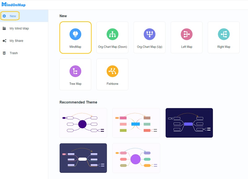 Диаграмма отношений MindOnMap New