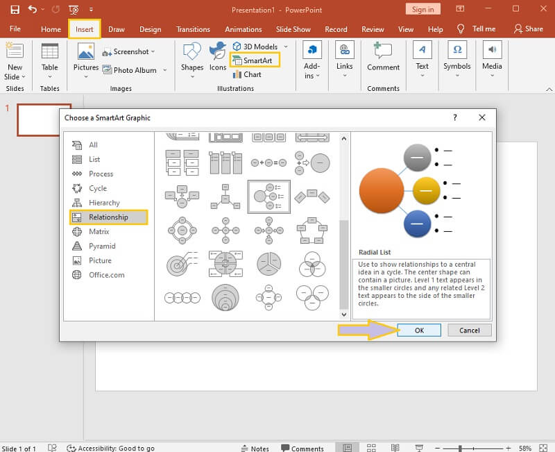 Aloqalar diagrammasi PowerPoint yangi