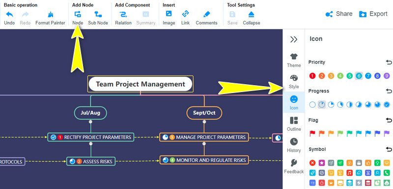 Gantt-Diagramm bearbeiten