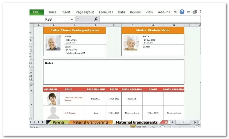 Family Tree Template Excel