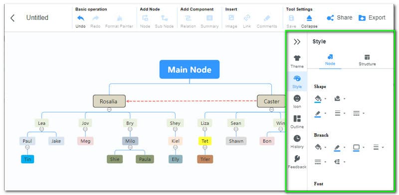 MindOnMap Додадете боја