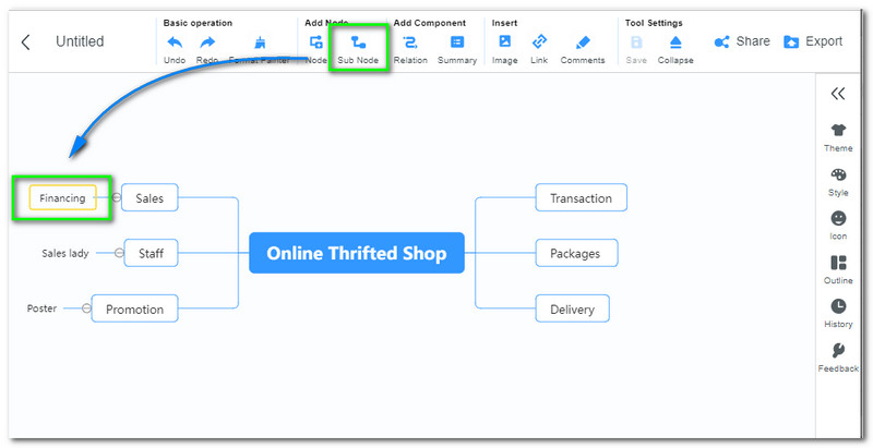 MindOnMap Adding Sub Nodes