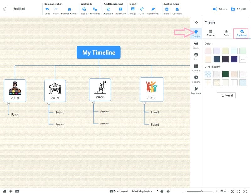 Línea de tiempo Google Mindmap Fondo