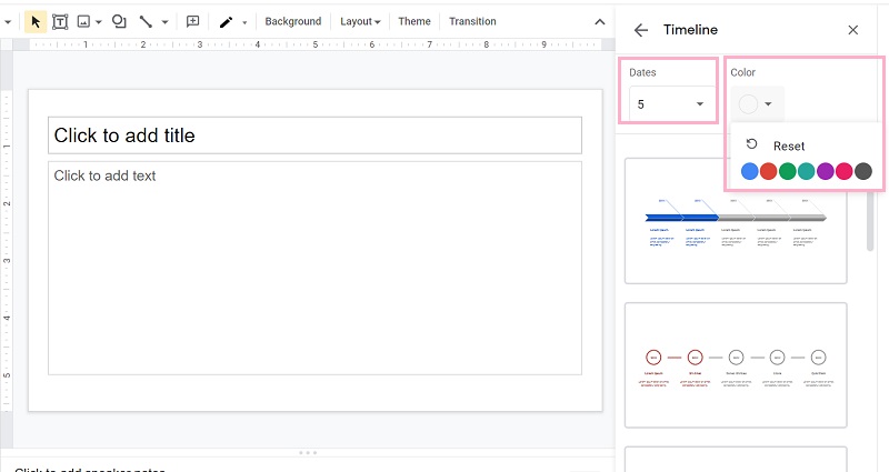 Timeline Google Slide အရောင်