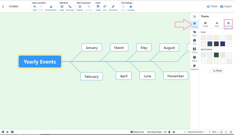 Cronologie Word Mind Map Back Drop