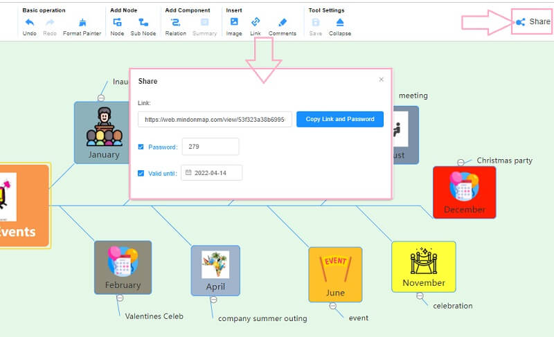 Timeline Word Mind Map မျှဝေပါ။