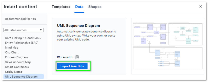 Lucidchart Importera din dat