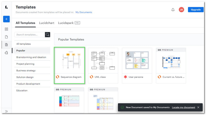 LucidChart sekos diagrama MM