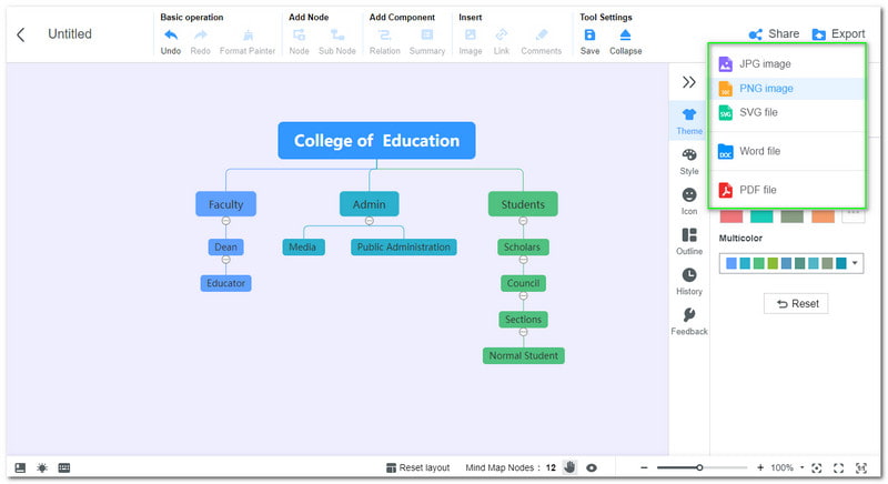 MindOnMap proces izvoza