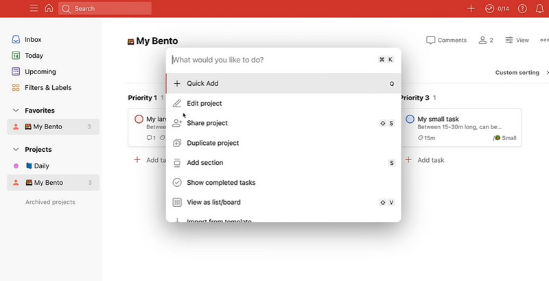 Todoist interfeysi