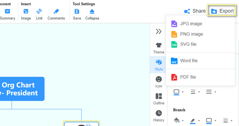 Eksportēt organizācijas diagrammu