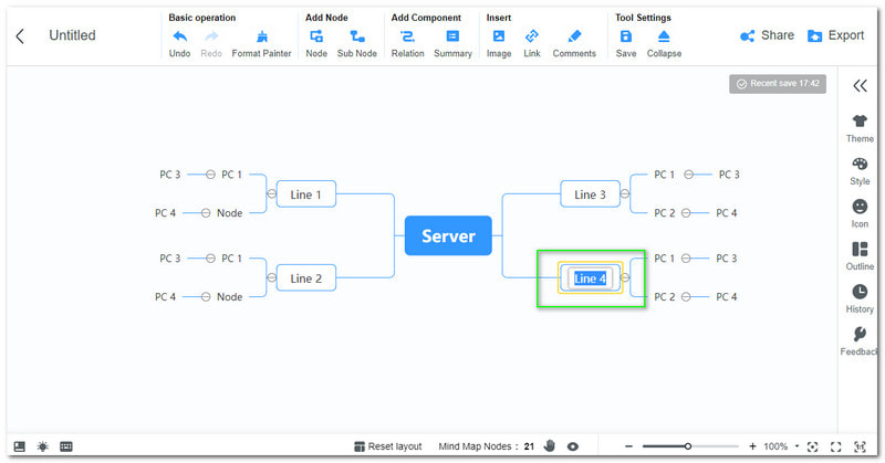 MindOnMa 새로운 MindMap 텍스트 추가