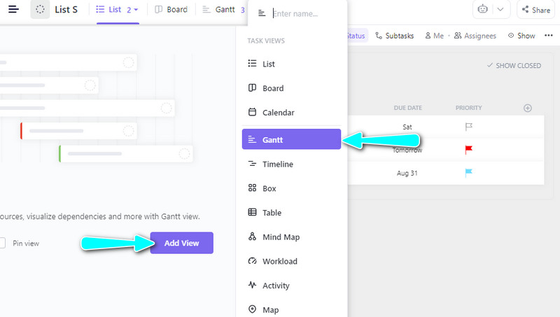 Gantt-diagramweergave toevoegen