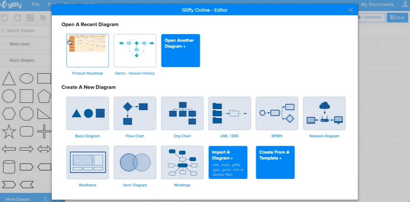 Gliffy Layout interfeysi