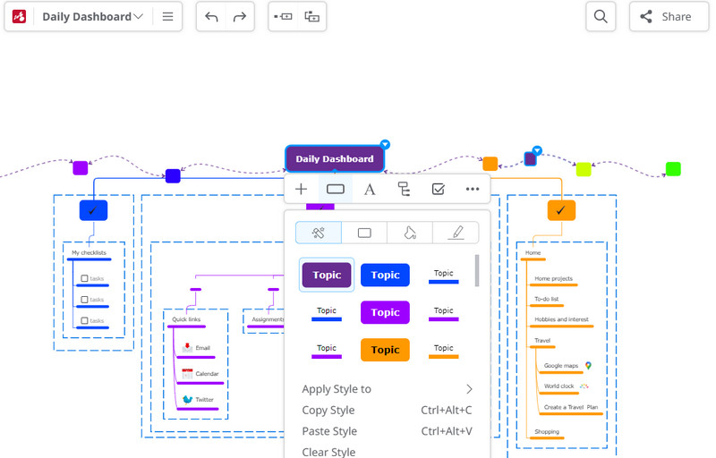 Mindomo Interface