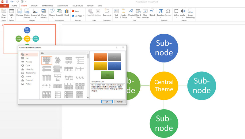 PPT Mind Map skabelon